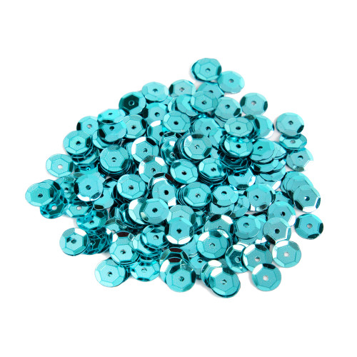 CousinDIY Cupped Sequins-Turquoise Peacock, 8mm 200/Pkg - 5A002F8G-877