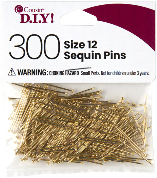 CousinDIY Sequin Pins 300/Pkg-Size 12, Gold 40000703 - 191648095456