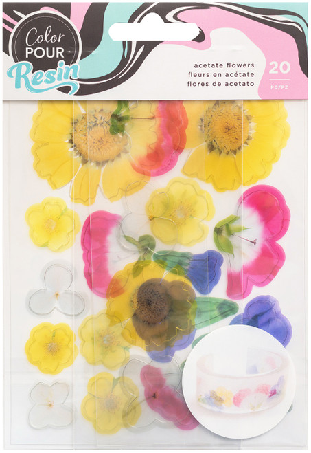 American Crafts Color Pour Resin Mix Ins 20/Pkg-Acetate Flowers 34003606 - 718813523684