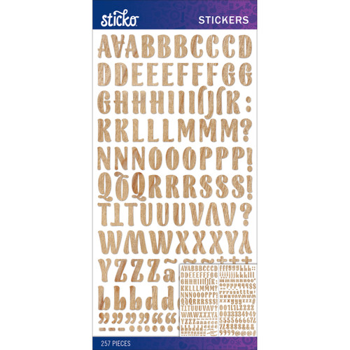 6 Pack Sticko Alphabet Stickers-Wood Grain Blanc Small E5290064 - 015586815481