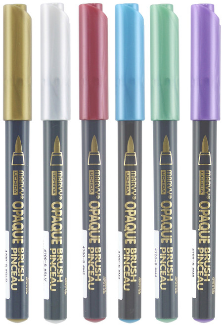 Uchida Opaque Brush Marker Metallic 6/Pkg-Metallics - 47006A