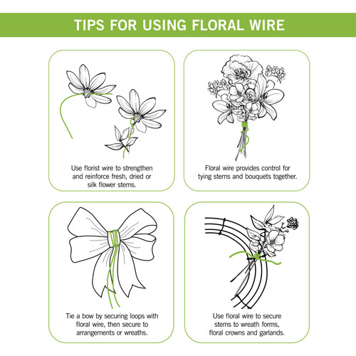 20 Pack - FloraCraft 24 Gauge Floral Wire 0.25lb Paddle-Green - RS3126
