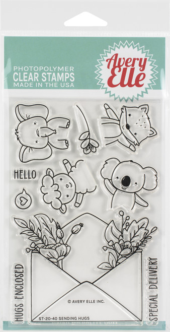 Avery Elle Clear Stamp Set 4"X6"-Sending Hugs AE2040 - 811568029187