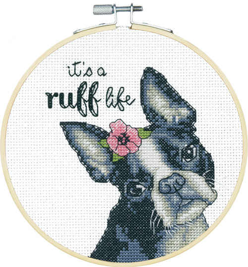 Dimensions Counted Cross Stitch Kit 6" Round-Ruff Life (14 Count) - 72-76108