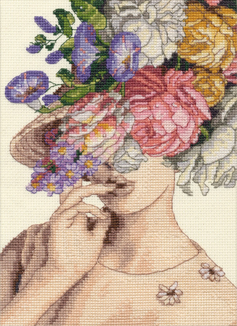 Dimensions Counted Cross Stitch Kit 5"X7"-Garden Lady (18 Count) 70-65209