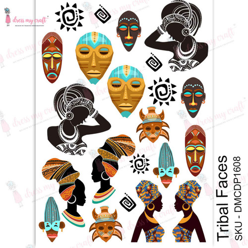 Dress My Craft Transfer Me Sheet A4-Tribal Faces DMCD1608