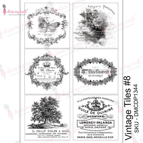 Dress My Craft Transfer Me Sheet A4-Vintage Tile #8 - DMCD1344