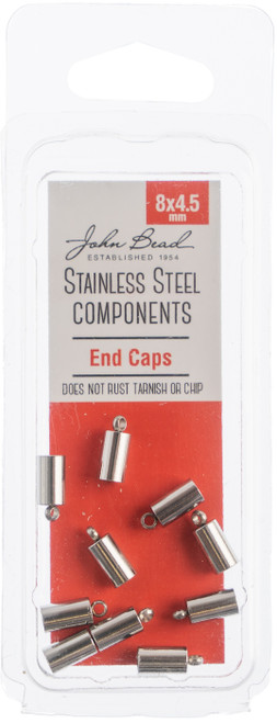 3 Pack John Bead Stainless Steel End Cap 10/Pkg-8x4.5mm 26140032 - 665772175952