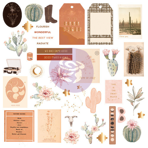 Golden Desert Cardstock Ephemera 40/Pkg-Shapes, Tags, Words, Foiled Accents 645762