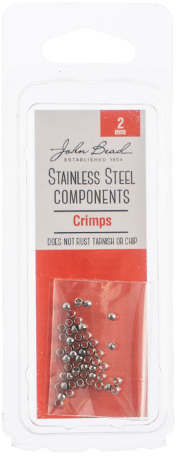 3 Pack - John Bead Stainless Steel Crimp Beads 50/Pkg-2mm - 26140043 - 665772176065