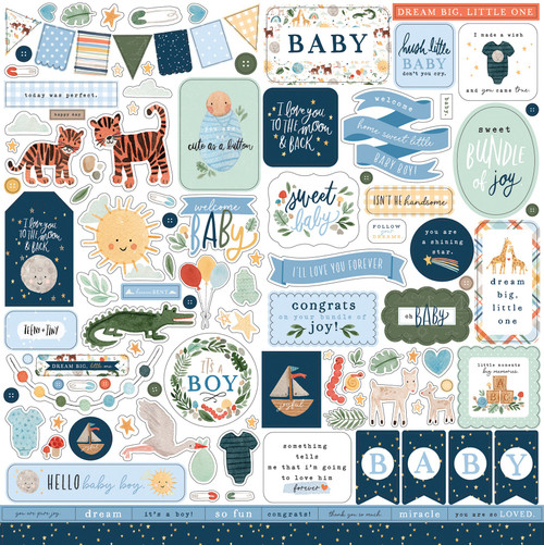 Welcome Baby Boy Cardstock Stickers 12"X12"-Elements BB234014 - 787790408826