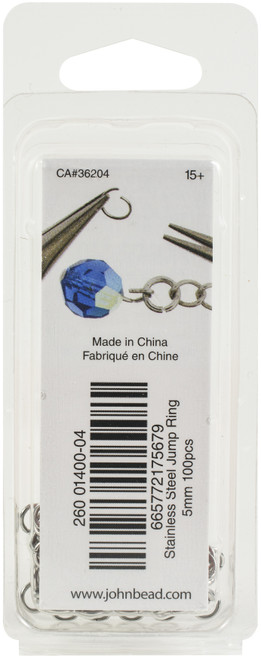 3 Pack - John Bead Stainless Steel Jump Ring 100/Pkg-5mm - 26140004 3 Pack - John Bead Stainless Steel Jump Ring 100/Pkg-5mm - 26140004