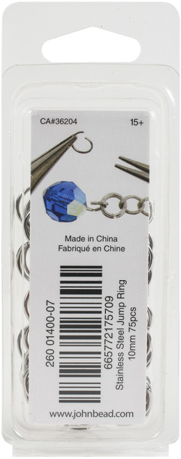 3 Pack - John Bead Stainless Steel Jump Ring 75/Pkg-10mm - 26140007 3 Pack - John Bead Stainless Steel Jump Ring 75/Pkg-10mm - 26140007