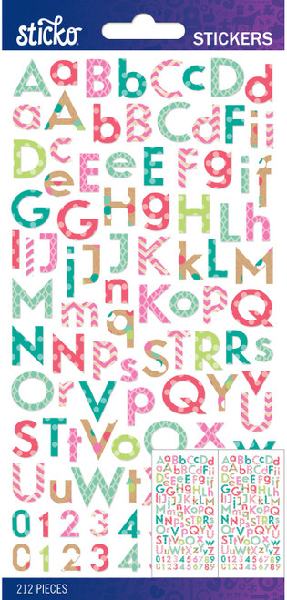 Sticko Alphabet Stickers-Bright Multi Pattern Small 5290285 - 015586888898