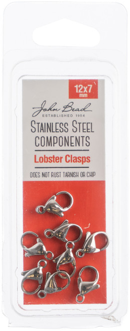 3 Pack - John Bead Stainless Steel Lobster Clasp 8/Pkg-12x7mm - 26140001 - 665772175648