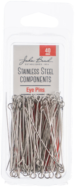 3 Pack - John Bead Stainless Steel Eye Pins 100/Pkg-40mm - 26140013 - 665772175761