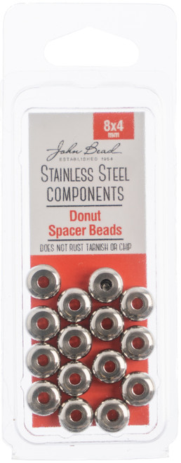 3 Pack John Bead Stainless Steel Donut Spacer Bead 15/Pkg-8x4mm 26140029 - 665772175921