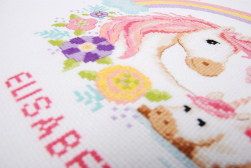 Vervaco Counted Cross Stitch Kit 11.2"X11.2"-Mother And Baby Unicorn on Aida (14 Coun V0187458