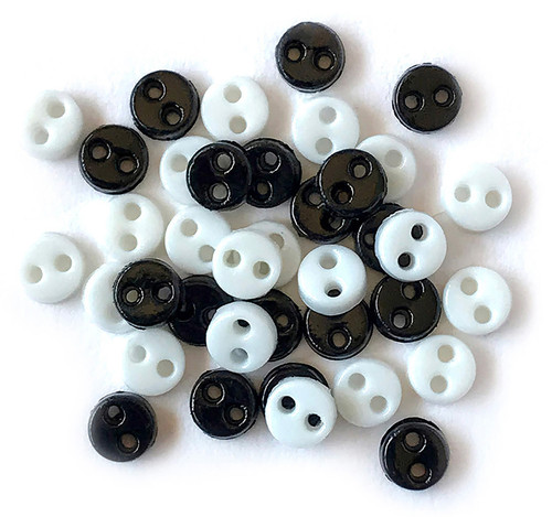 6 Pack Buttons Galore Micro Buttons-Black & White BGMB-1811 - 840934058919