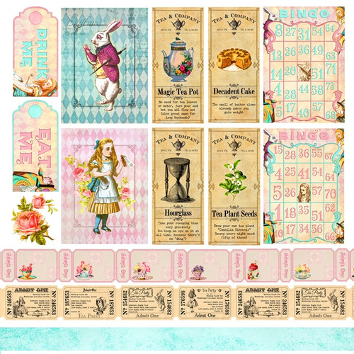 Memory Place Double-Sided Paper Pack 6"X6" 10/Pkg-Alice's Tea Party MP-60313