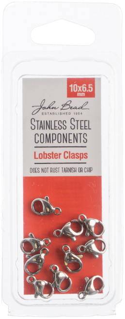 3 Pack John Bead Stainless Steel Lobster Clasp 10/Pkg-10x6.5mm 26140000 - 665772175631