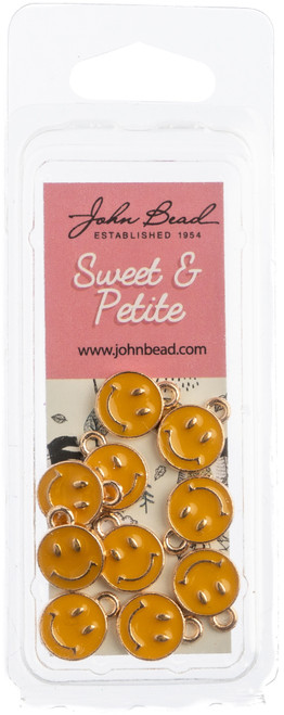 3 Pack John Bead Sweet & Petite Charms-Happy Face Gold, 10x13mm 10/Pkg 32640464-45 - 665772173965
