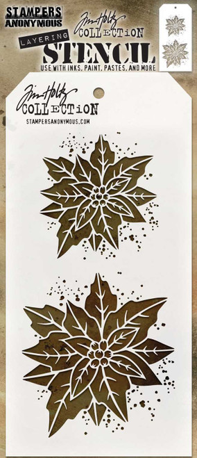 Tim Holtz Layered Stencil 4.125"X8.5"-Poinsettia Due THS-153