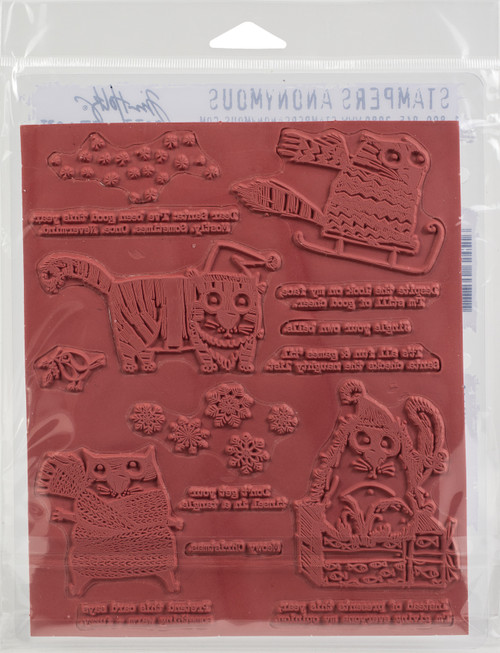 Tim Holtz Cling Stamps 7"X8.5"-Snarky Cat Christmas - CMS-416