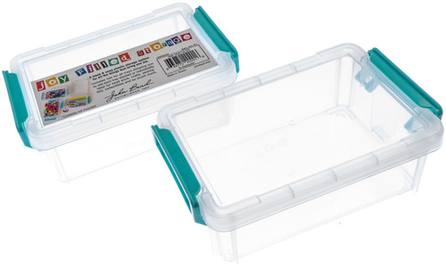 2 Pack - John Bead Joy Filled Storage Stackable Containers 2/Pkg-Clear/Turquoise 5.5"X4"X2" - 60021303