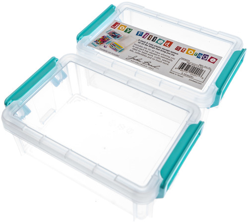 2 Pack - John Bead Joy Filled Storage Stackable Containers 2/Pkg-Clear/Turquoise 5.5"X4"X2" - 60021303