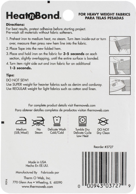 4 Pack - HeatnBond Hem Iron-On Adhesive for Dark Fabrics-Super-.75"X8yd - 3727 4 Pack - HeatnBond Hem Iron-On Adhesive for Dark Fabrics-Super-.75"X8yd - 3727