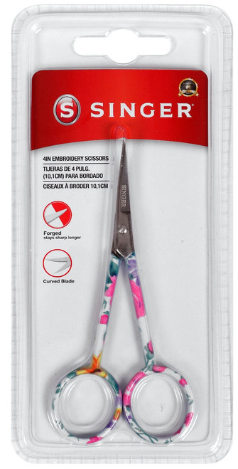 Singer Curved Embroidery Scissors 4"-Floral 00401 - 075691004019