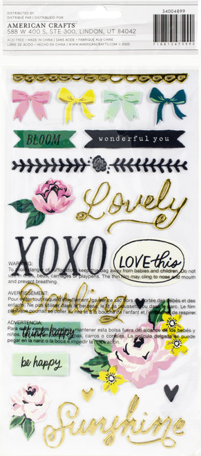 Maggie Holmes Garden Party Thickers Stickers 70/Pkg-Lovely Phrase & Icons/Puffy MH004899