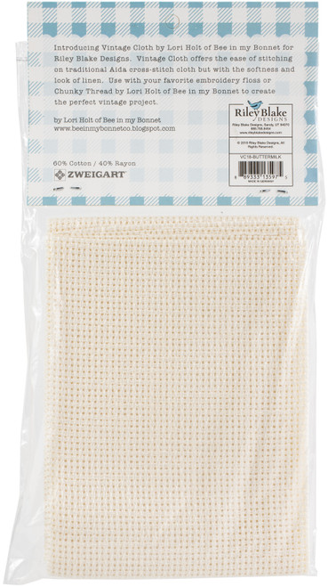 Riley Blake Vintage Cloth 10 Count-17"X17" Buttermilk VC18-13597