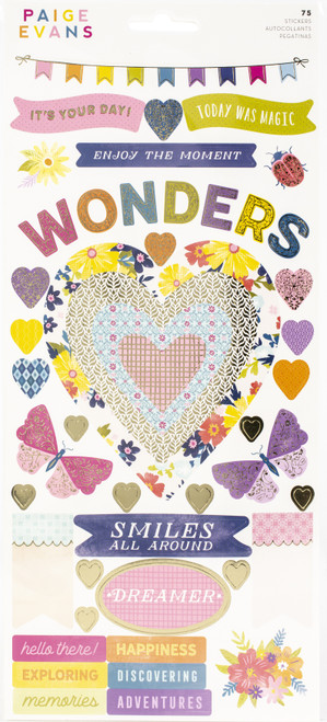 Paige Evans Wonders Cardstock Stickers 6"X12" 74/Pkg-Accents & Phrases PE004823 - 718813475211