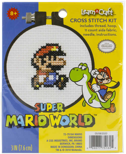 3 Pack Dimensions Learn-A-Craft Counted Cross Stitch Kit 3" Round-Super Mario Bros. (11 Count) 72-75184 - 088677751845