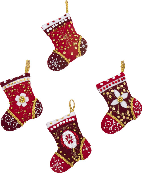 Bucilla Felt Ornaments Applique Kit Set Of 4-Holiday Elegance 89077E - 046109890777