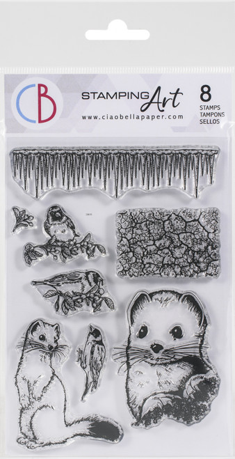 Ciao Bella Stamping Art Clear Stamps 4"X6"-Ermine & Goldfinch PS6034 - 8052789435162