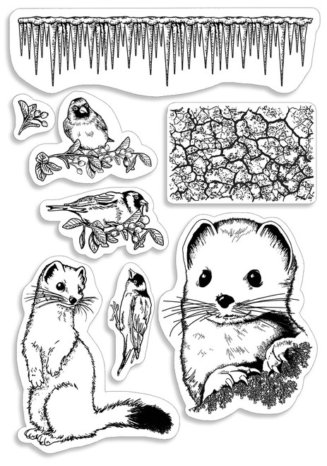 Ciao Bella Stamping Art Clear Stamps 4"X6"-Ermine & Goldfinch PS6034