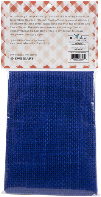 Riley Blake Vintage Cloth 10 Count-18"X18" American Blue -VC18-13627