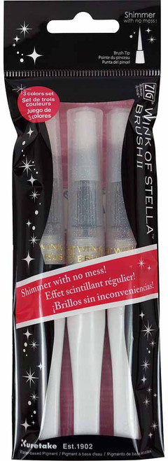 Zig Memory System Wink of Stella Brush Glitter Markers 3/Pkg-Clear MS563VCL - 847340039105