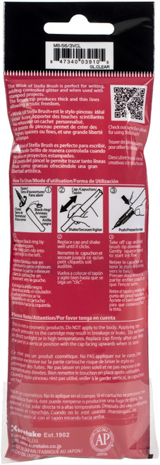 Zig Memory System Wink of Stella Brush Glitter Markers 3/Pkg-Clear - MS563VCL
