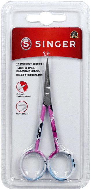 Singer Curved Embroidery Scissors 4"-Pastel 00402 - 075691004026