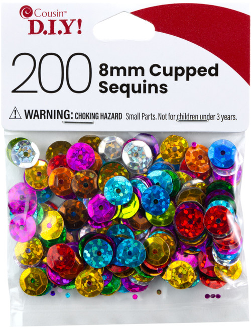 CousinDIY Cupped Sequins-Multi, 8mm 200/Pkg A50026NM-872 - 191648096668