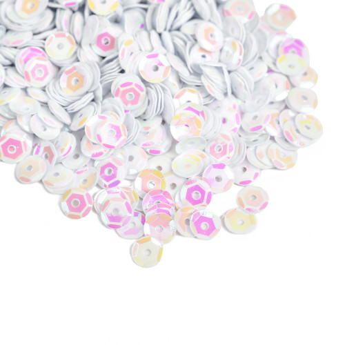 CousinDIY Cupped Sequins-White Iridescent, 5mm 800/Pkg - A50026NM-865 CousinDIY Cupped Sequins-White Iridescent, 5mm 800/Pkg - A50026NM-865