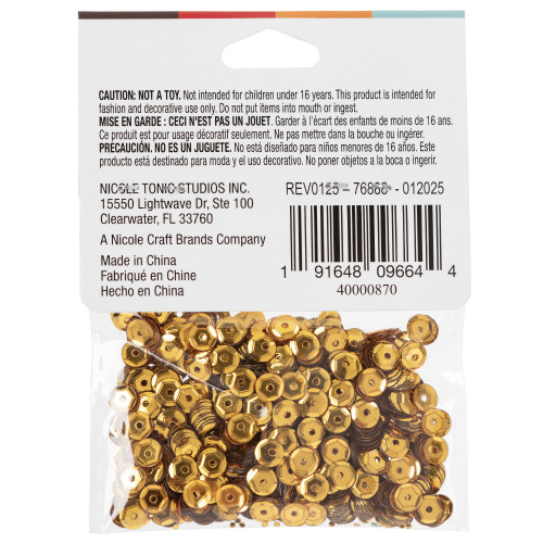 CousinDIY Cupped Sequins-Gold, 5mm 800/Pkg - 5A002F62-870 CousinDIY Cupped Sequins-Gold, 5mm 800/Pkg - 5A002F62-870