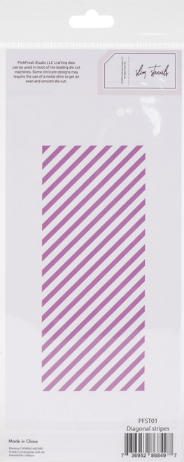 Pinkfresh Studio Slimline Stencil 4"X9"-Diagonal Stripe PFST01