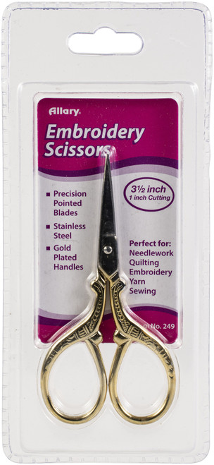 Allary Embroidery Scissors 3.5"-Gold Handle -249A - 750557002490