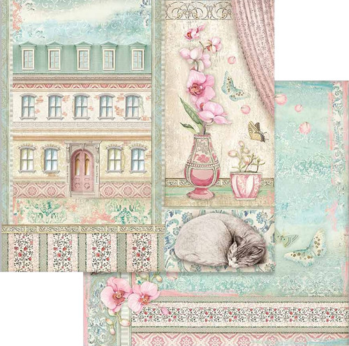 Stamperia Double-Sided Paper Pad 12"X12" 10/Pkg-Orchids & Cats, 10 Designs/1 Each - SBBL81 Stamperia Double-Sided Paper Pad 12"X12" 10/Pkg-Orchids & Cats, 10 Designs/1 Each - SBBL81