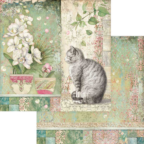 Stamperia Double-Sided Paper Pad 8"X8" 10/Pkg-Orchids & Cats, 10 Designs/1 Each SBBS26